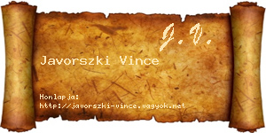 Javorszki Vince névjegykártya